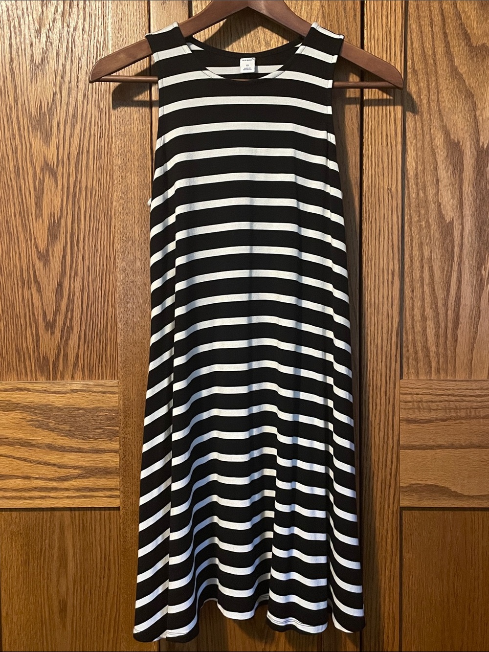Old Navy Black and White Striped Sleeveless Dress